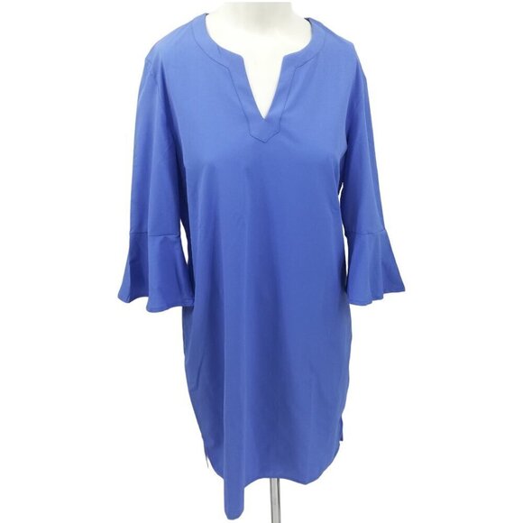 Coolibar Dresses & Skirts - Coolibar Sun Protection UPF 50+ Blue Dress Coverup Size S Bell Sleeve Shift